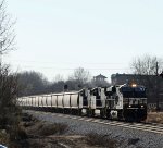 NS 8066 leads train 45J with company hoppers northbound